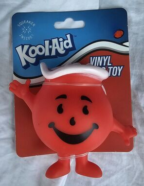 Brand New Kool-Aid Squeak Vinyl Dog Toy. Quality Vinyl. Red, Squeaker, NEW 4"